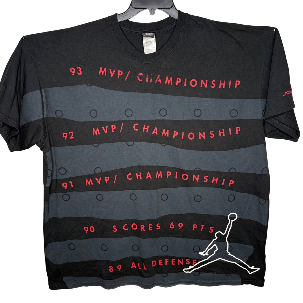 Vintage Nike Air Jordan 10 X 'Shadow" 3M Outsole Career Milestones T-Shirt 3XL